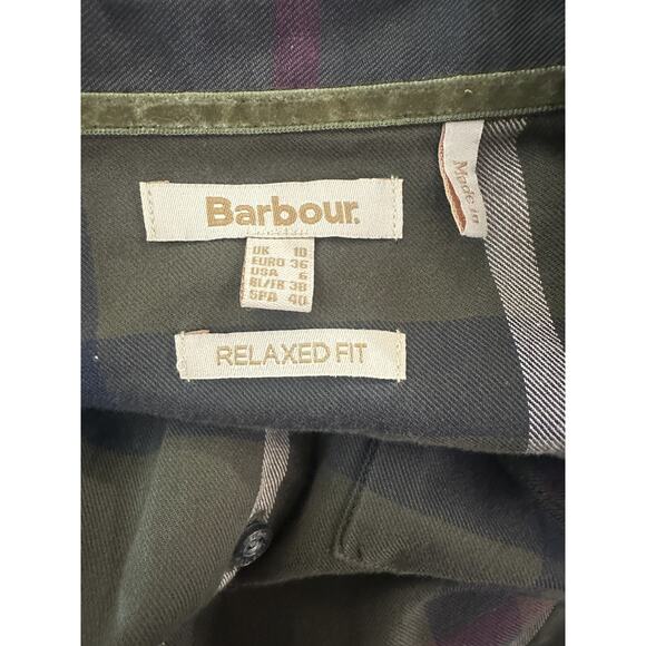 Barbour Oxer Check Shirt Olive Rosewater Tartan Button Up Women's US Size 6 - Picture 9 of 13